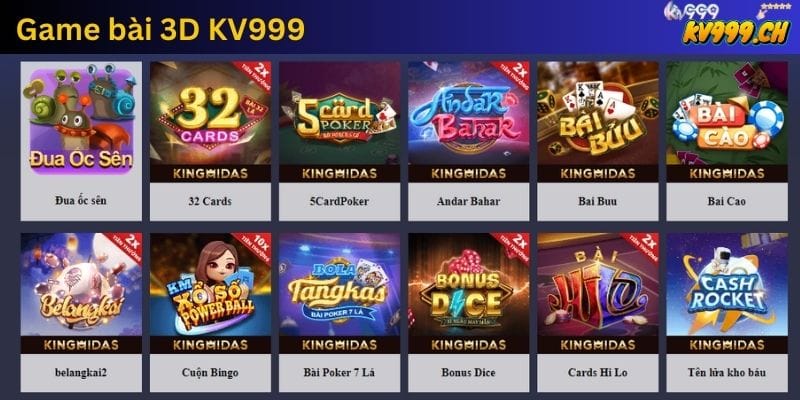 Game bài 3D tại nhà cái kv999