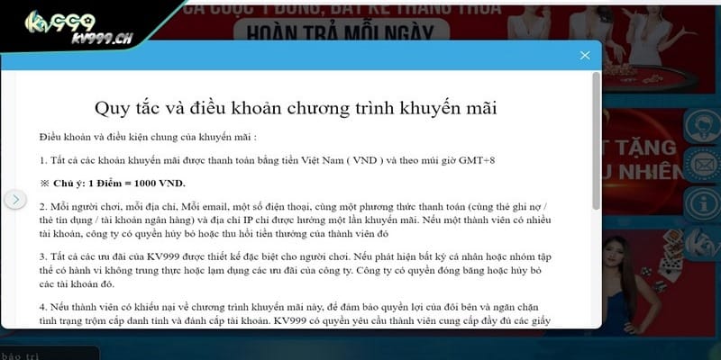 Đọc điều khoản của chương trình khuyến mãi kv999 để làm chủ ưu đãi